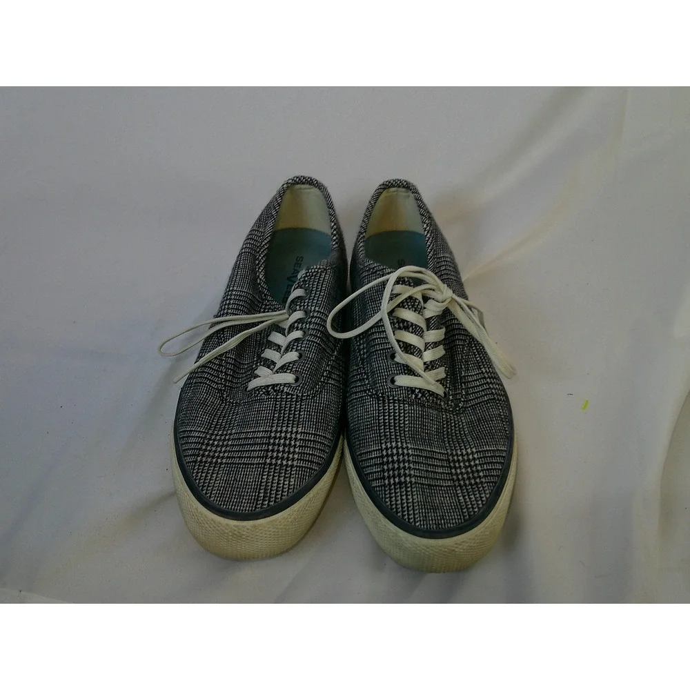 SeaVees Legend Sneaker Womens 9.5 Glen Check Flannel Grey Plaid Low Top Shoes